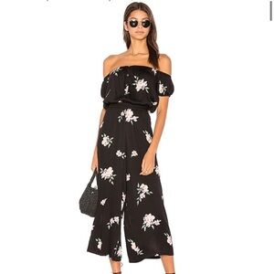 Capulet Gianna Off The Shoulder Floral Cap Sleeve Jumper. Black Pink Size S #997